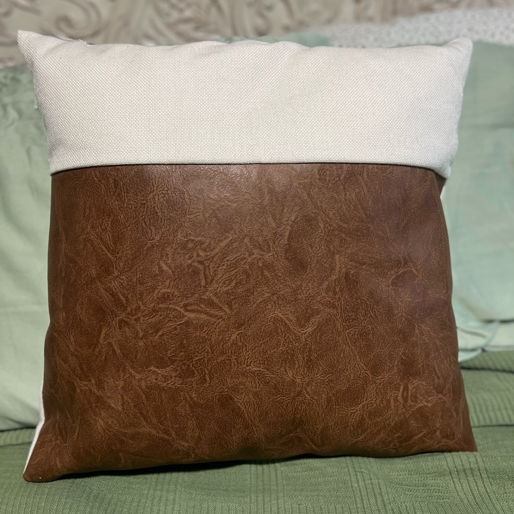 Jax & Grace Set of 2 Throw Pillows Faux Leather Brown - Picture 2 of 7